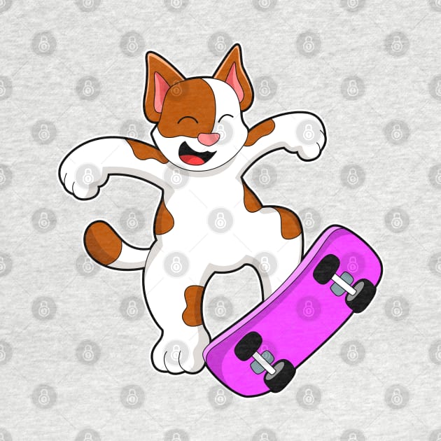 Cat as Skater with Skateboard by Markus Schnabel